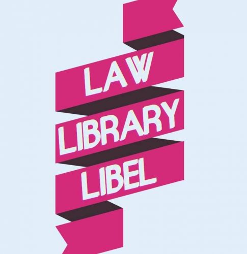 Banner reading 'law library libel'
